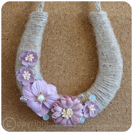 Rustic Twine Horseshoe with Pink Flowers